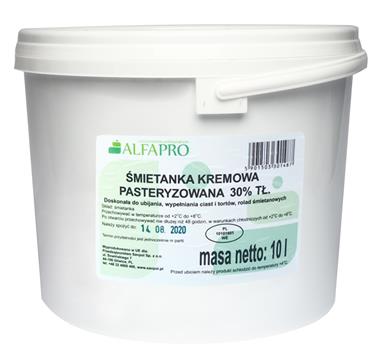 Śmietanka Kremowa Pasteryzowana 30% wiadro 10L - ALFAPRO 